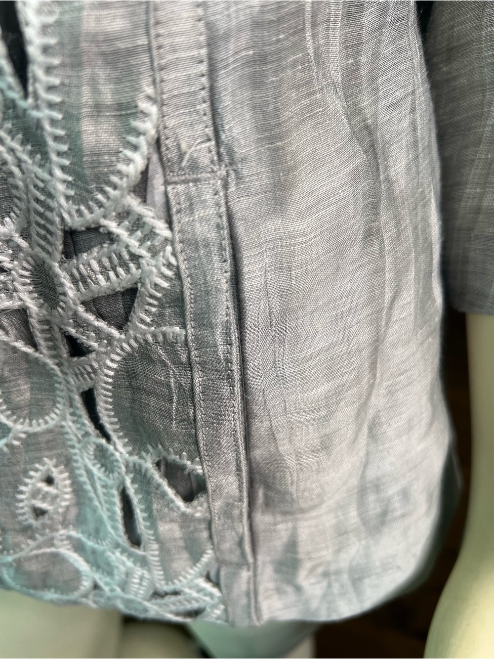 Chico's Silver-Gray Lace Front Open Jacket - Picture 11 of 14